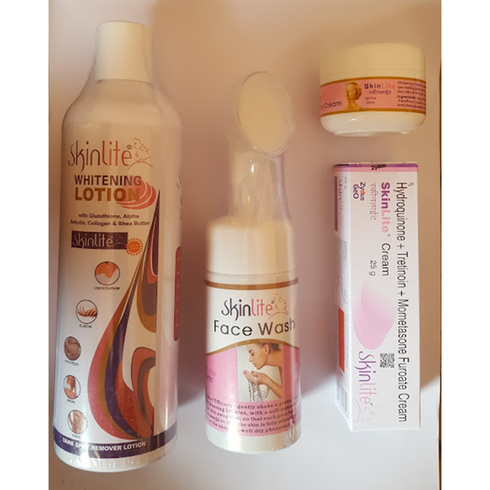 Skinlite Set. Body lotion 400ml Face Wash 100ml whitening Cream 50gm Melasma Cream 25gm